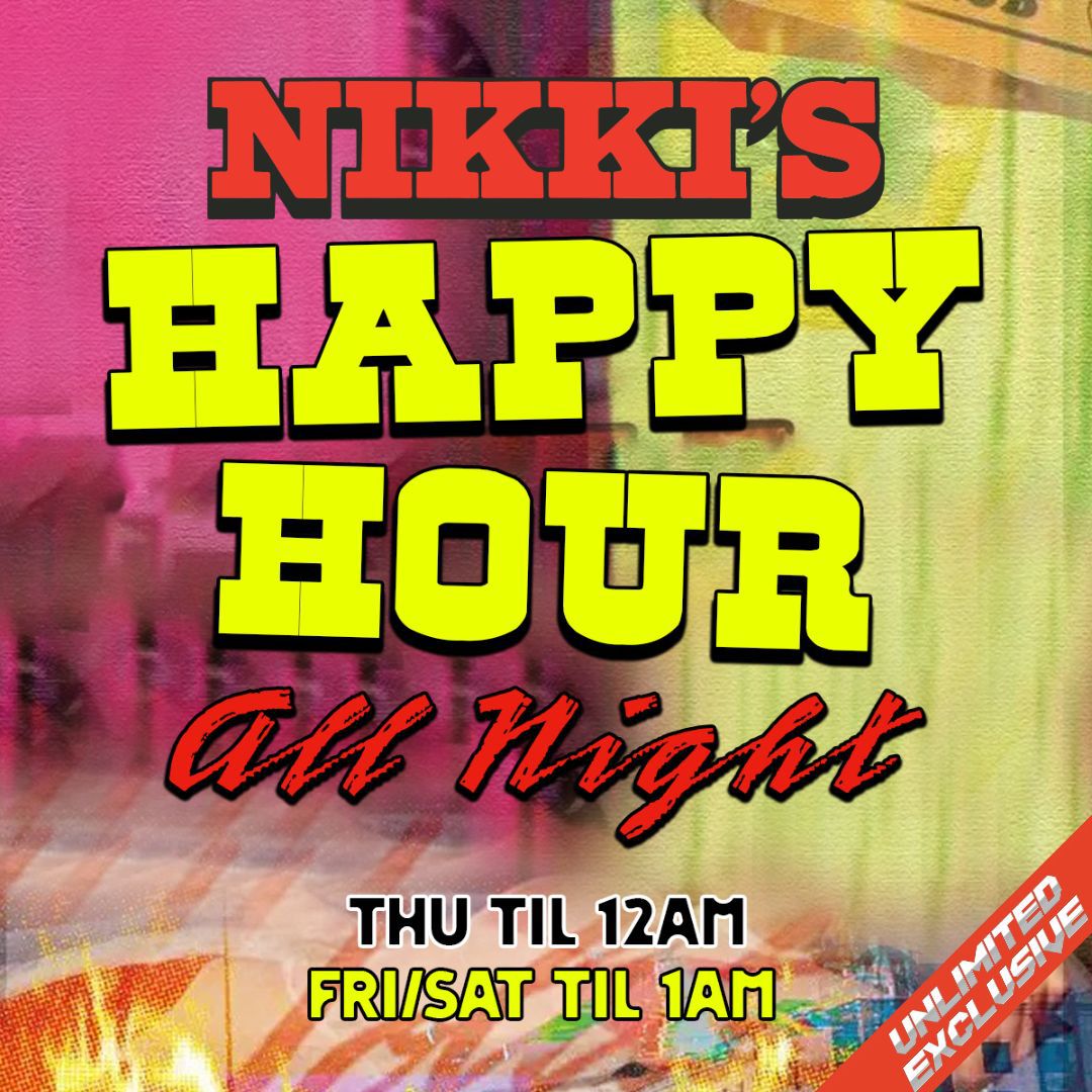 NIKKI’S SHOREDITCH HAPPY HOUR ALL NIGHT OFFERS SATURDAY